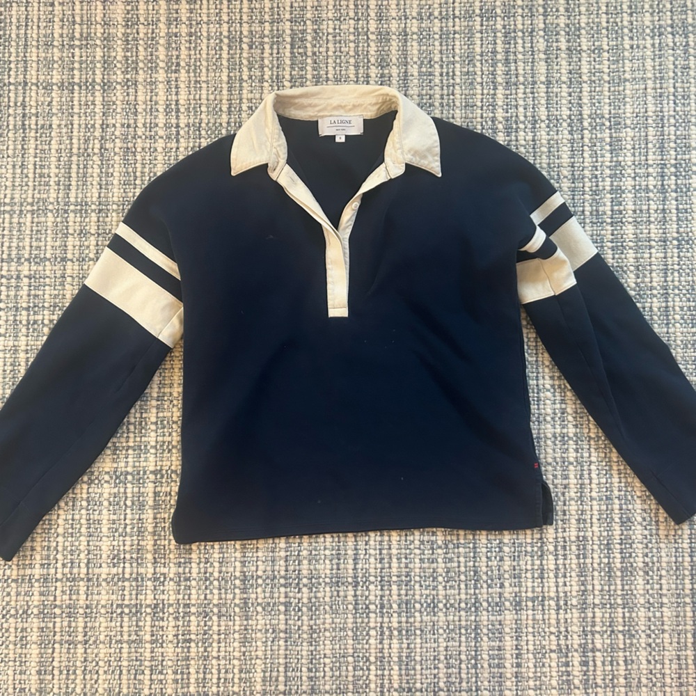 La Ligne Navy and White Rugby Shirt